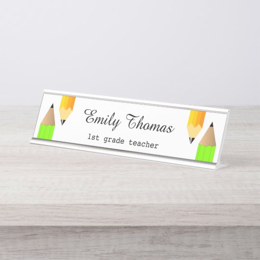 Porte-nom Pour Bureau École Cute Pencils (Devant)