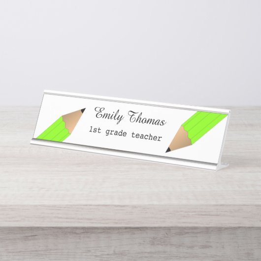 Porte-nom Pour Bureau École de crayons verts (Devant)