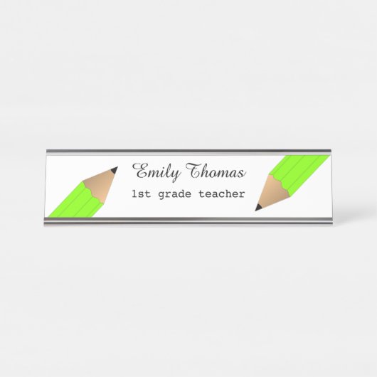 Porte-nom Pour Bureau École de crayons verts (Devant)