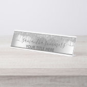 Porte-nom Pour Bureau Écrans manuscrits à Parties scintillant d'argent (Devant)