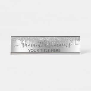 Porte-nom Pour Bureau Écrans manuscrits à Parties scintillant d'argent