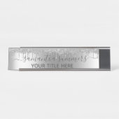 Porte-nom Pour Bureau Écrans manuscrits à Parties scintillant d'argent (Devant)