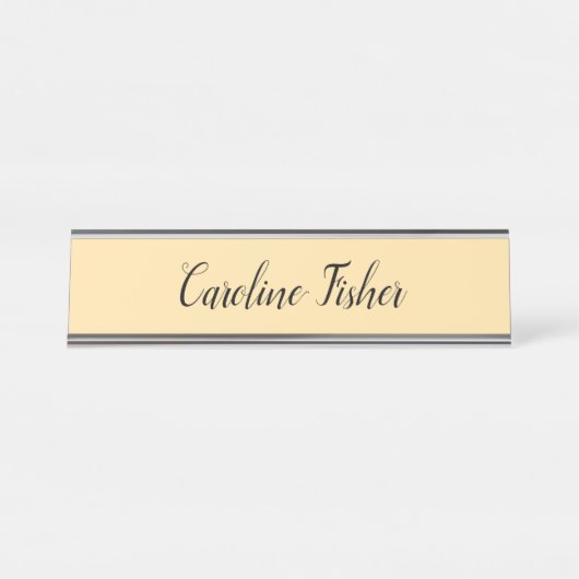 Porte-nom Pour Bureau Écriture Manuelle Classique Simple Beige (Devant)