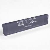 Porte-nom Pour Bureau Écriture manuscrite classique de minuit bleu