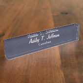 Porte-nom Pour Bureau Écriture manuscrite classique de minuit bleu (Taille)