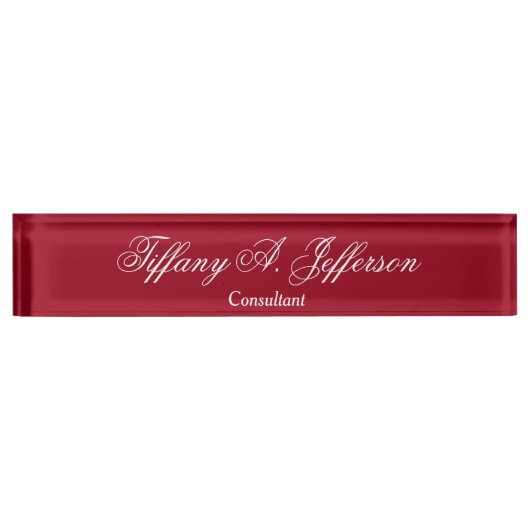 Porte-nom Pour Bureau Écriture manuscrite classique unique Red Carmine S (Devant)