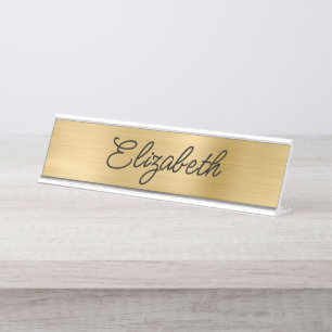 Porte-nom Pour Bureau Écriture manuscrite monoline stylistique en feuill