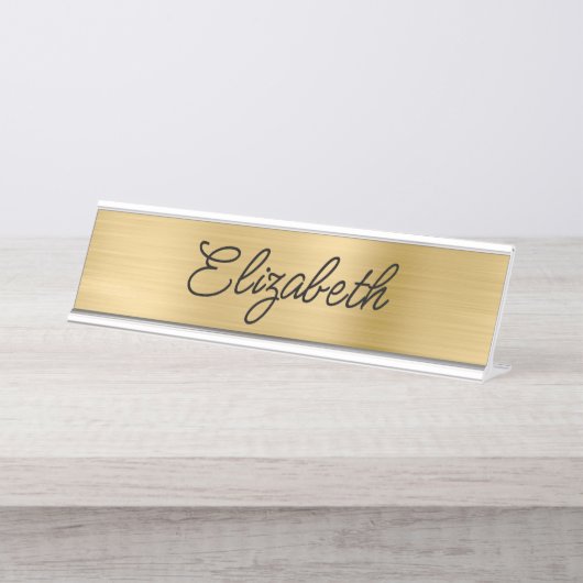 Porte-nom Pour Bureau Écriture manuscrite monoline stylistique en feuill (Devant)