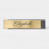 Porte-nom Pour Bureau Écriture manuscrite monoline stylistique en feuill (Devant)