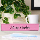 Porte-nom Pour Bureau Écriture manuscrite Nom professionnel simple rose