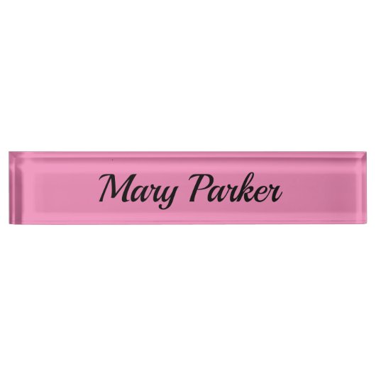 Porte-nom Pour Bureau Écriture manuscrite Nom professionnel simple rose (Devant)