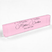 Porte-nom Pour Bureau Écriture manuscrite originale unique rose