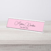 Porte-nom Pour Bureau Écriture manuscrite originale unique rose (Devant)