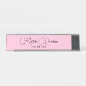 Porte-nom Pour Bureau Écriture manuscrite originale unique rose (Devant)