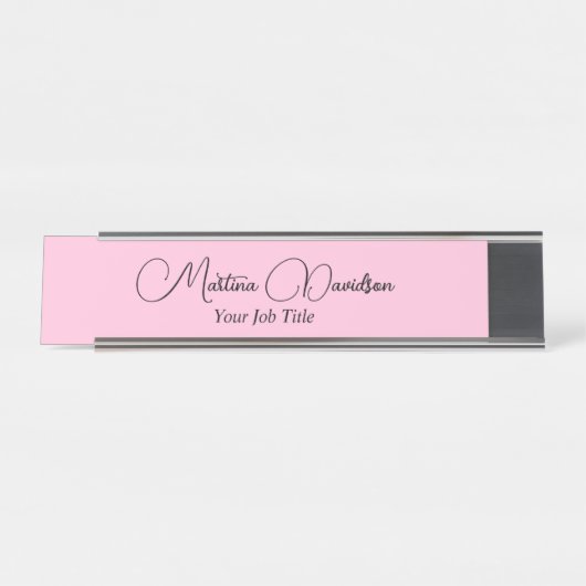 Porte-nom Pour Bureau Écriture manuscrite originale unique rose (Devant)