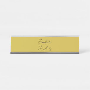 Porte-nom Pour Bureau Écriture manuscrite professionnelle couleur or
