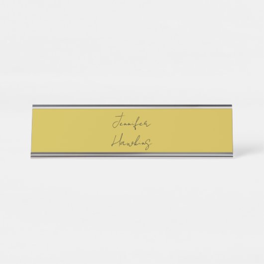 Porte-nom Pour Bureau Écriture manuscrite professionnelle couleur or (Devant)