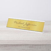 Porte-nom Pour Bureau Écriture manuscrite professionnelle de couleur or (Devant)