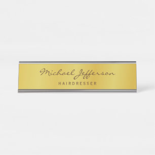 Porte-nom Pour Bureau Écriture manuscrite professionnelle de couleur or