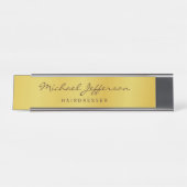 Porte-nom Pour Bureau Écriture manuscrite professionnelle de couleur or (Devant)
