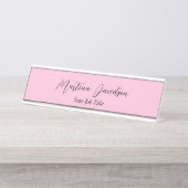 Porte-nom Pour Bureau Écriture manuscrite unique rose customisée (Devant)