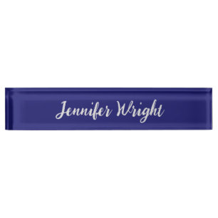 Porte-nom Pour Bureau Écriture professionnelle minimaliste bleue