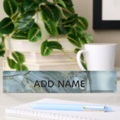 Porte-nom Pour Bureau Effet de marbre bleu