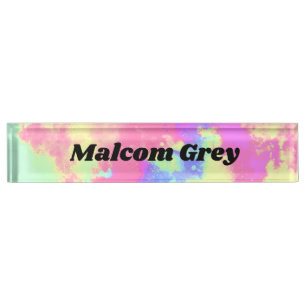 Porte-nom Pour Bureau Effet Peinture arc-en-ciel