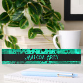 Porte-nom Pour Bureau Effet Retro Paint Splatter Vert & Noir