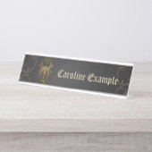 Porte-nom Pour Bureau Élégance mécanique, l'araignée dans le noir. (Devant)