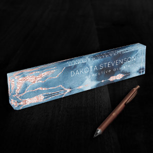 Porte-nom Pour Bureau Élégance mystique   Marque Turquoise bleue et Rose