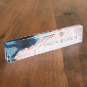 Porte-nom Pour Bureau Élégance mystique | Marque Turquoise bleue et Rose (Taille)