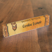 Porte-nom Pour Bureau Elégance ornementale : Portrait d'un chat. (Taille)