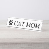 Porte-nom Pour Bureau Élégance personnalisée : Maman de chat (Devant)
