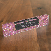 Porte-nom Pour Bureau Élégance rose parties scintillant (Taille)
