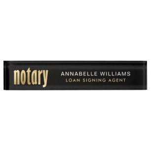 Porte-nom Pour Bureau Élégant Agent de prêt Notaire Or