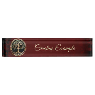 Porte-nom Pour Bureau Élégant arbre noble de vie avec noeud celtique.