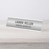 Porte-nom Pour Bureau Elégant Argent Personnalisable (Devant)