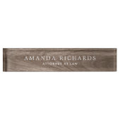 Porte-nom Pour Bureau Elégant aspect de bois de chêne brun (Devant)