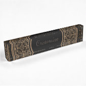 Porte-nom Pour Bureau Elegant Black & Gold