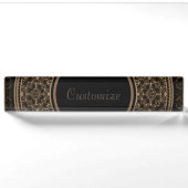 Porte-nom Pour Bureau Elegant Black & Gold (Devant)