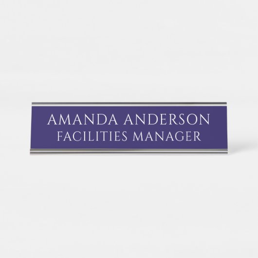 Porte-nom Pour Bureau Elegant Blue Director Title Name Plate (Devant)