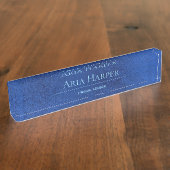 Porte-nom Pour Bureau Elegant Blue Glass Financial Advisor Custom Office (Taille)