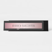 Porte-nom Pour Bureau Elégant Blush Faux Rose Gold | Nom et initiales (Devant)
