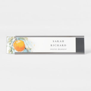 Porte-nom Pour Bureau Elégant Boho moderne Abstrait Sketchy Orange Garde