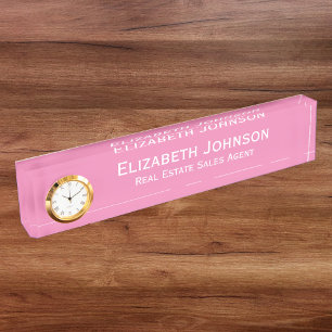 Porte-nom Pour Bureau Élégant bureau professionnel moderne rose