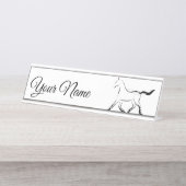 Porte-nom Pour Bureau Élégant cheval en couleur noire (Devant)