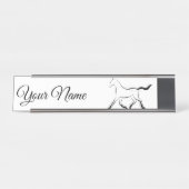 Porte-nom Pour Bureau Élégant cheval en couleur noire (Devant)