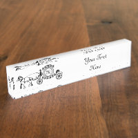 Élégant cheval tiré Mariage Wagon Monogramme