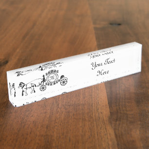 Porte-nom Pour Bureau Élégant cheval tiré Mariage Wagon Monogramme